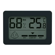 Digital Thermometer Hygrometer Room Thermometer With Smile Indicator (Black)